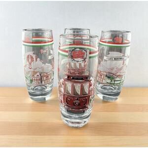 Vintage Old Spagetti Factory 10 oz Drinking Glasses "I love Mizitha" Set of 4